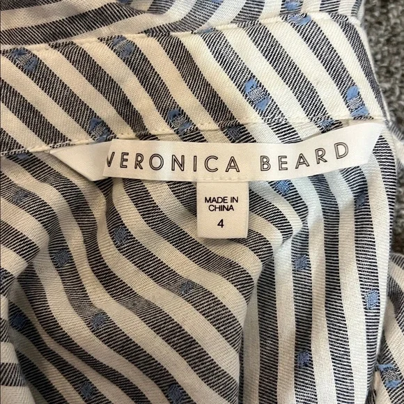 VERONICA BEARD Luisa Striped Blouse Size 4 One Shoulder Asymmetric - Picture 4 of 5